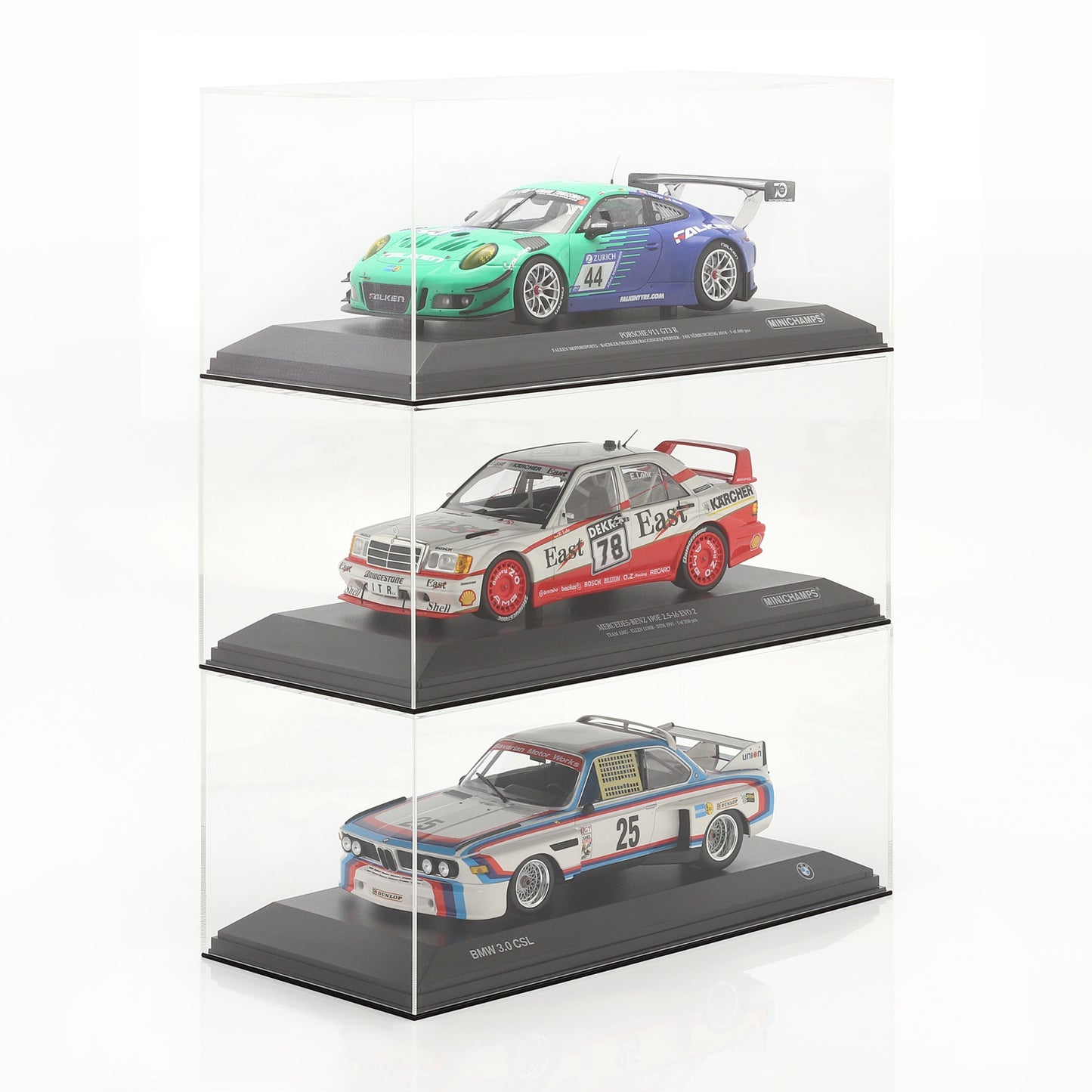 Vitrine aus hochwertigem Acryl für Modellautos im Maßstab 1:18 mit Sockel